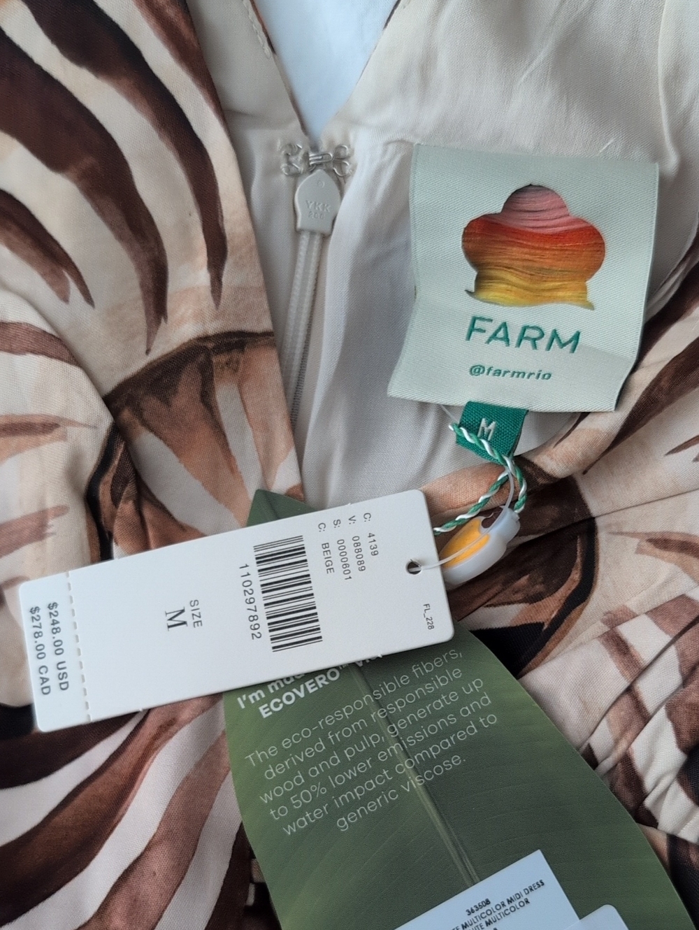 NWT FARM Rio Multicolor Ammonite Buttoned Midi Dress - Picture 7 of 7